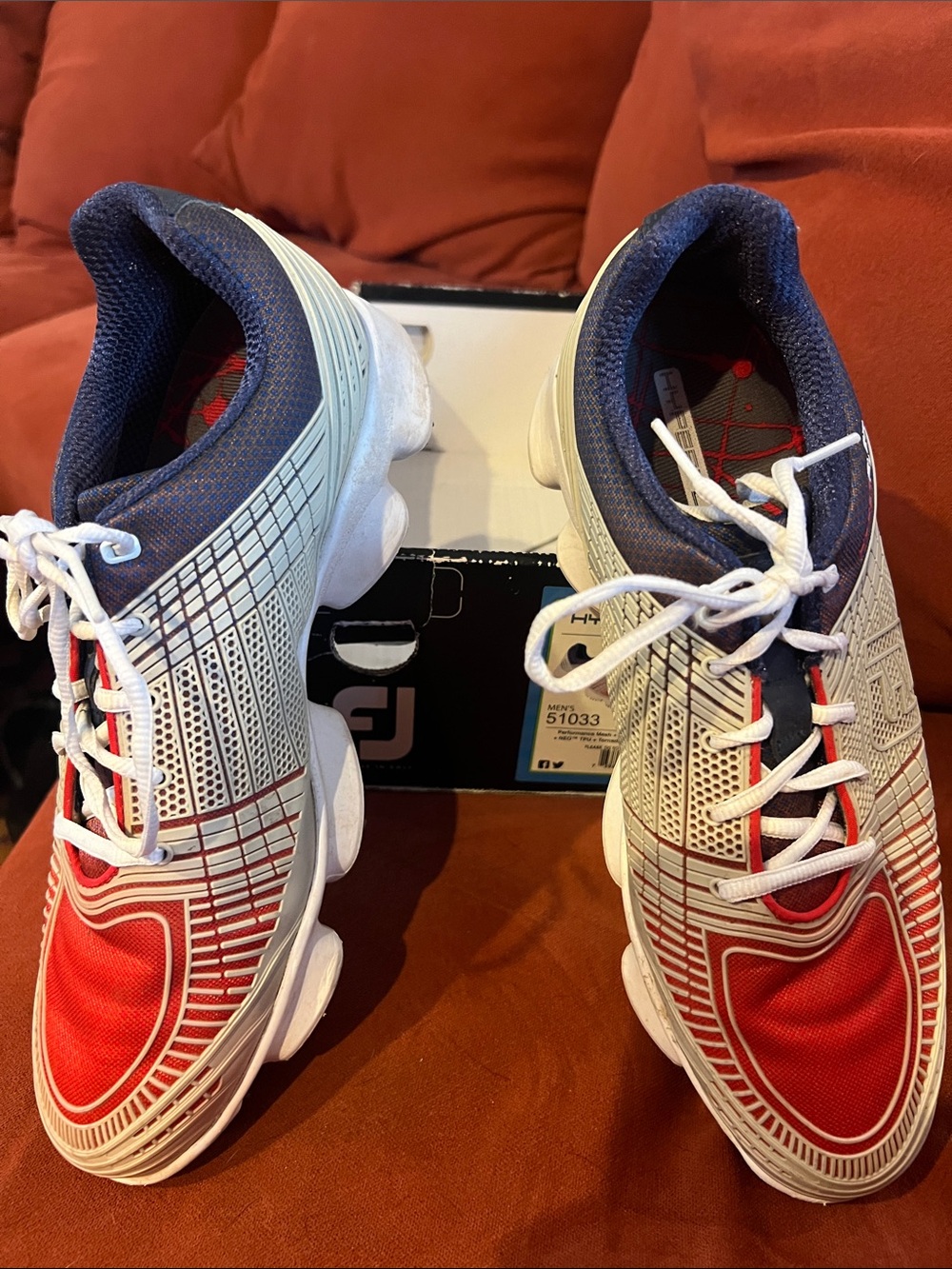 FootJoy Men’s Hyperflex Golf Shoes in Red, White & Navy